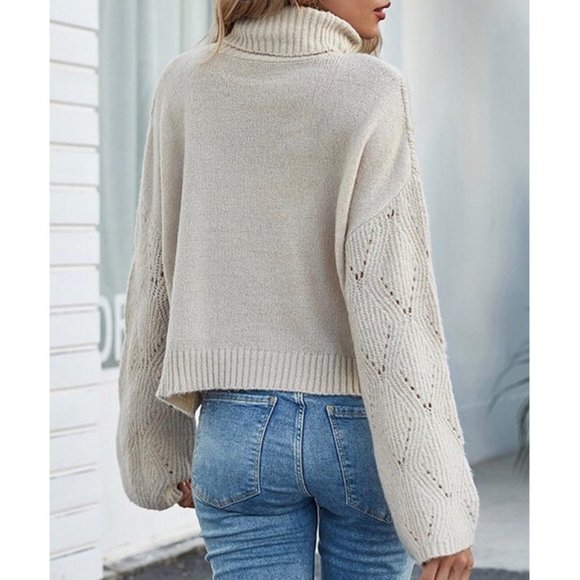 1 LEFT!! SWEATER WEATHER RIBBED COWLNECK SWEATER - Picture 3 of 5